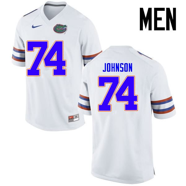 Men's NCAA Florida Gators Fred Johnson #74 Stitched Authentic Nike White College Football Jersey BIH8265HI